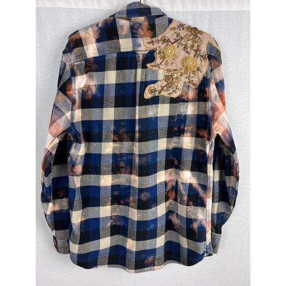 Jachs Shirt Tall Upcycled Flannel Shacket Plaid Boho Western Grunge Indie Sleaze - Picture 3 of 6